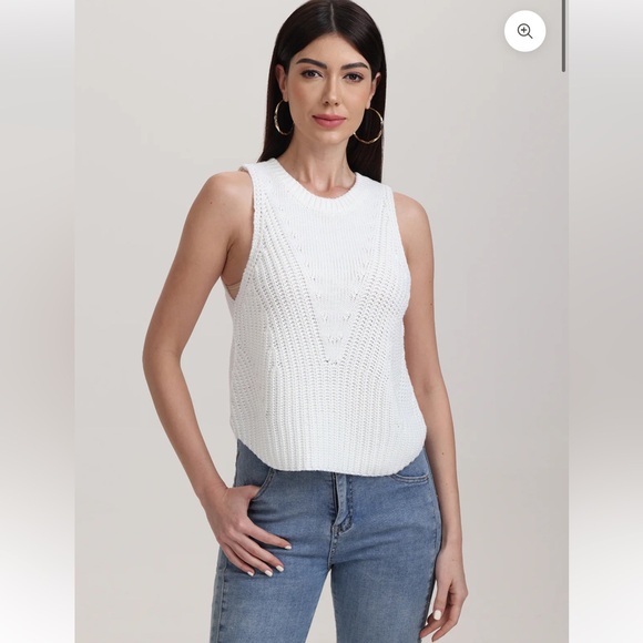 525 America Sweaters - 525 America BILLIE: THICK THIN VEST in Bleach White Size XL Retail $89